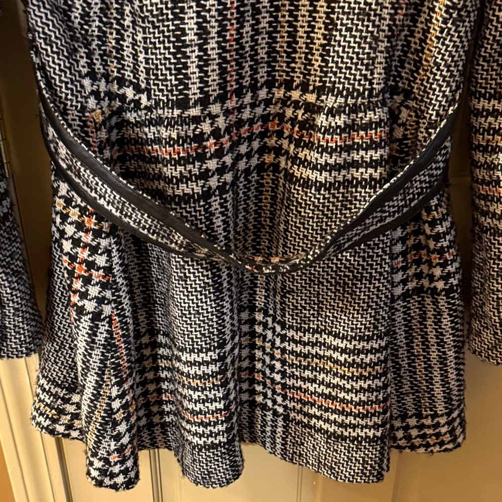 Arden B Glen Plaid Pea Coat - Office Siren / Y2K Leather Trim - Picture 15 of 16